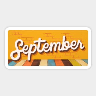 September Month Retro Text Sticker